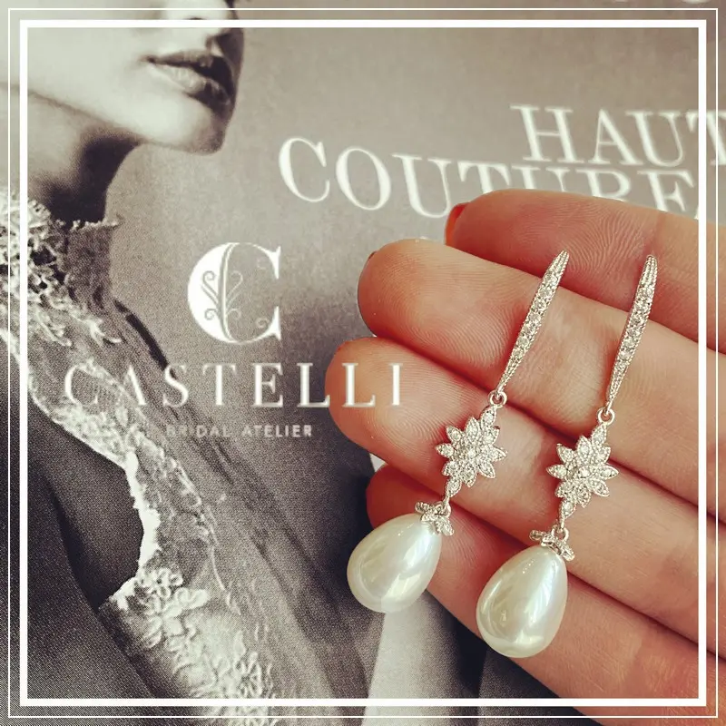 Arete perla alargado