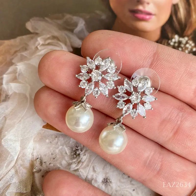 [EAZ2634] Arete corto imitacion perla