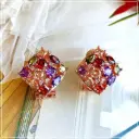 Arete cuadrado con incrustacion colores