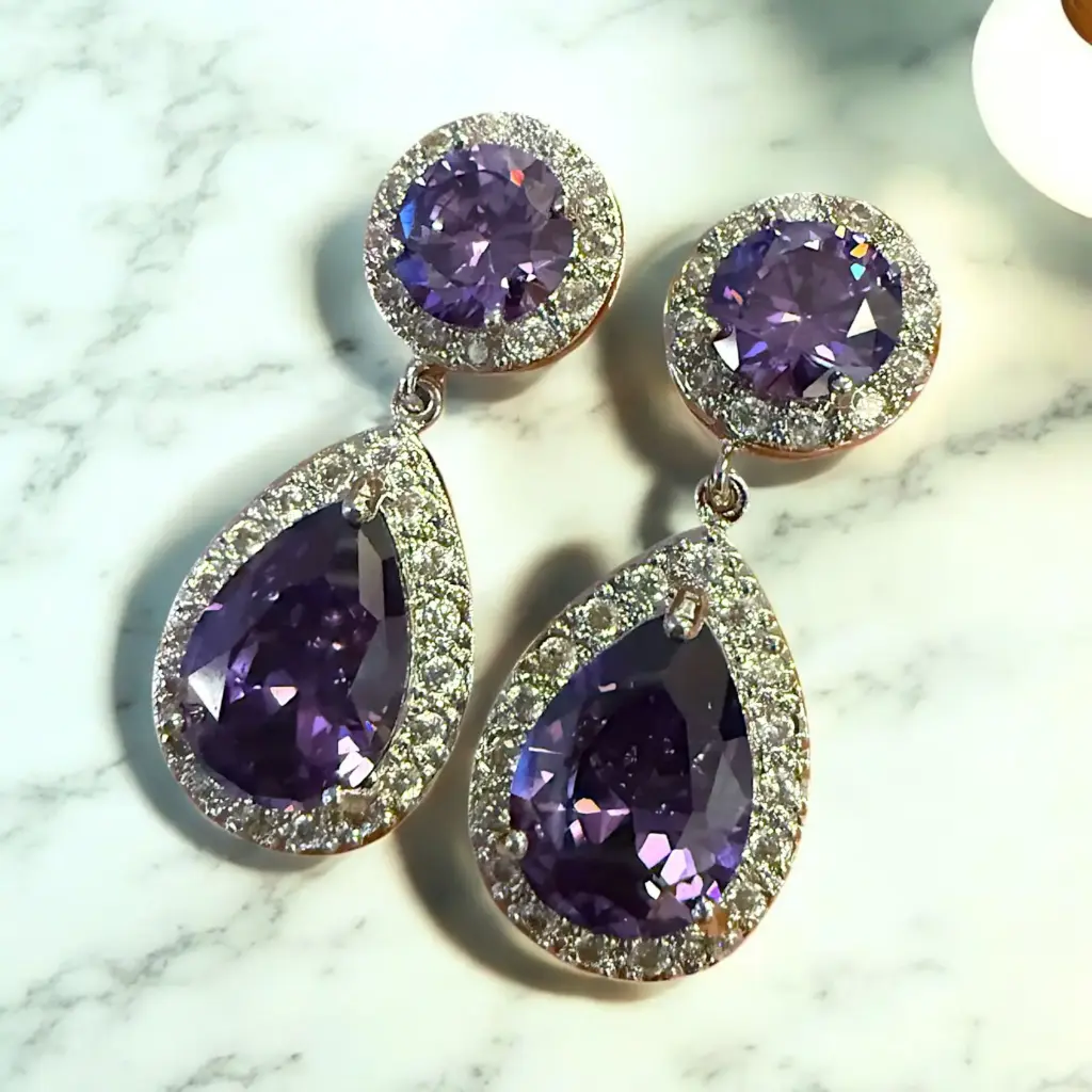 [EAZ1104-MO] Arete corte gota disponible en colores (Morado)