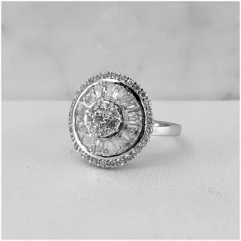 [RGZ010-6] Anillo zirconia corte baguette redondo