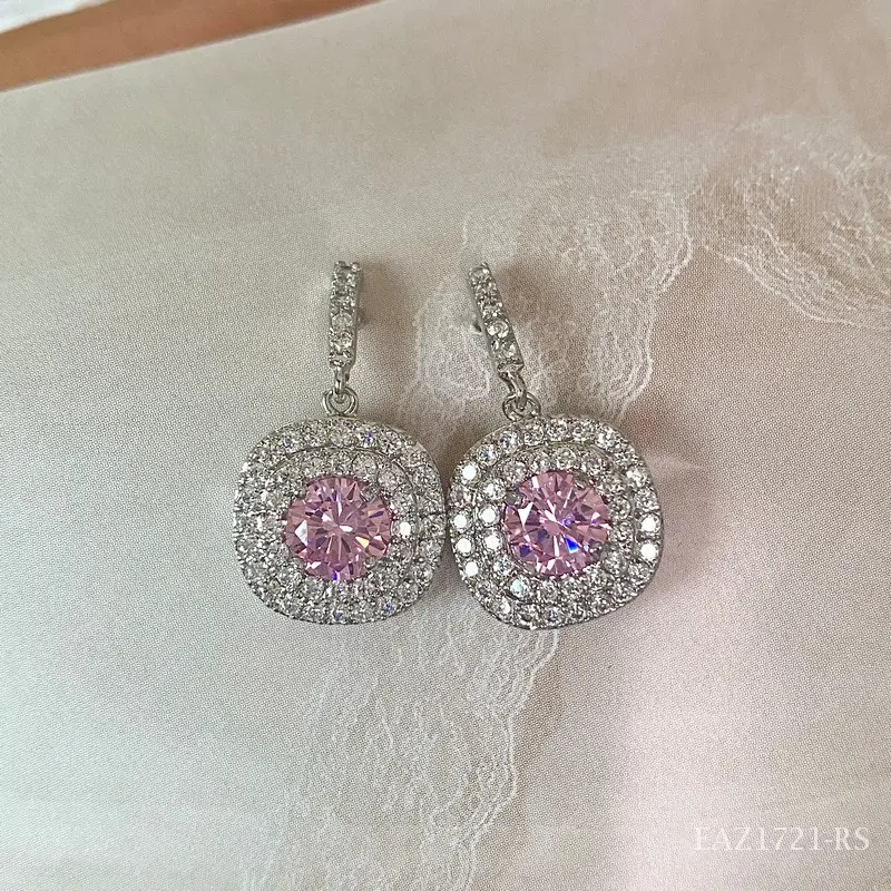 [EAZ1721-RS] Aretes Zirconia (Rosa pastel)