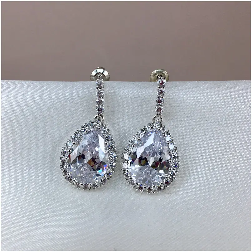 [EAZ1737-PL] Arete corte gota (Cristal)