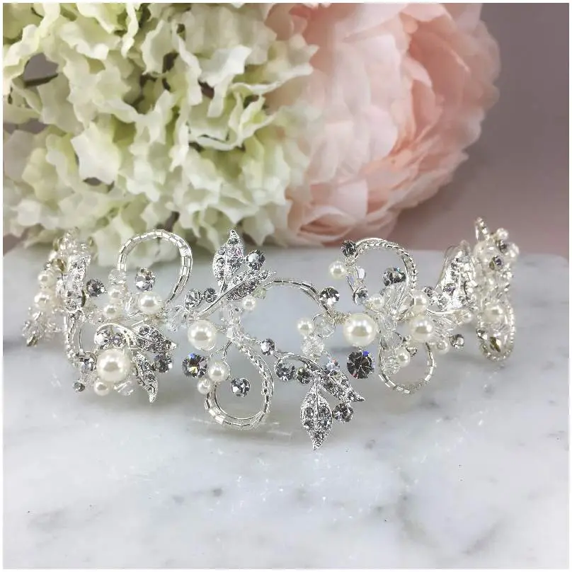 [HBH4045] Banda flexible diamantes con perla