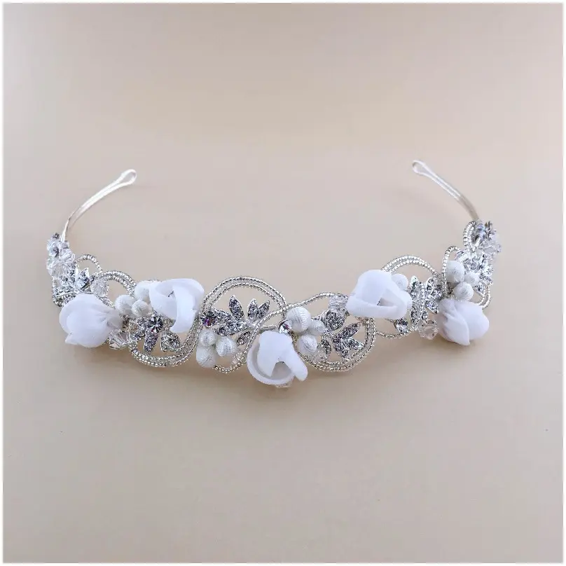 [HBH4020] Tiara con flores en seda