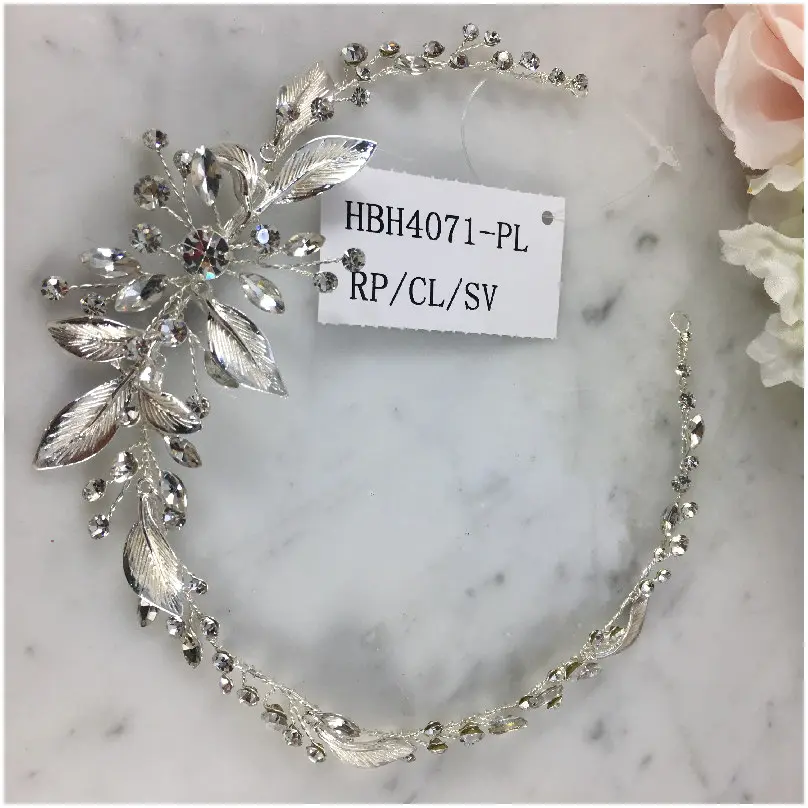 [HBH4071-DO] Bandita flexible hojas lateral en dorado (Dorado)