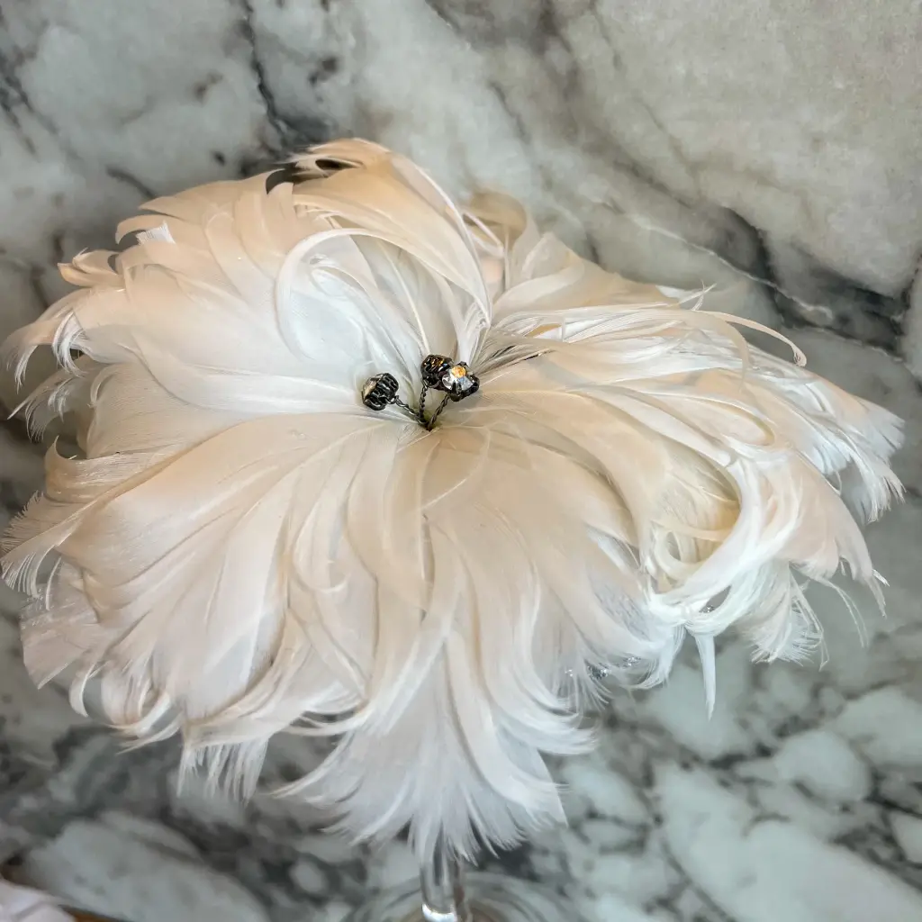 [FLP48-unico] Tocado de plumas ivory