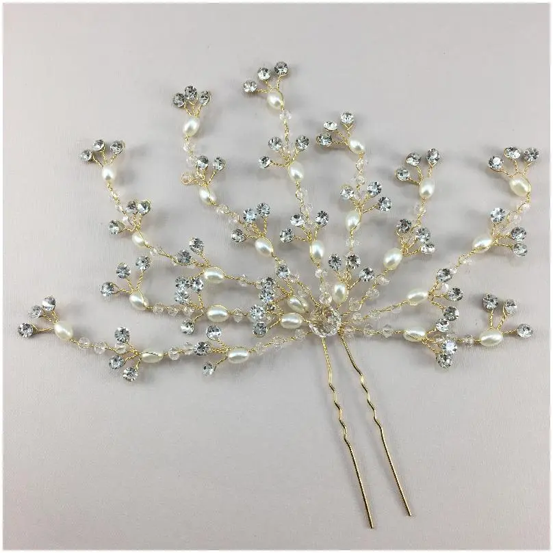 [HPN2416-DO] Horquilla de perlas en dorado