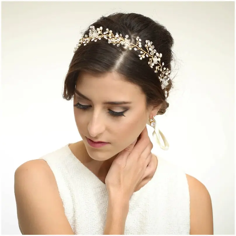 [HBN2033-DO] Bandita dorada con ramas de cristal 