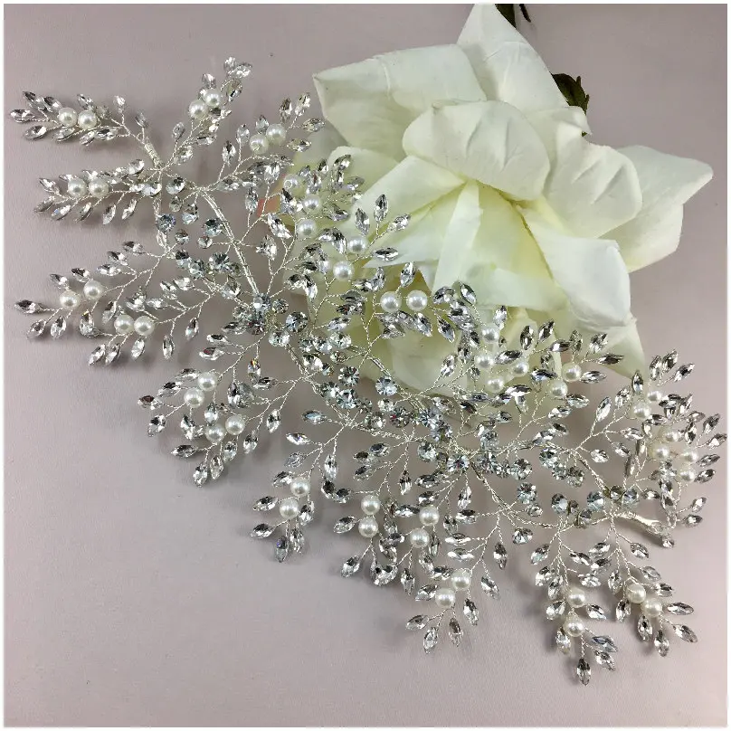 [HBN2542] Tocado flexible cristales con perla