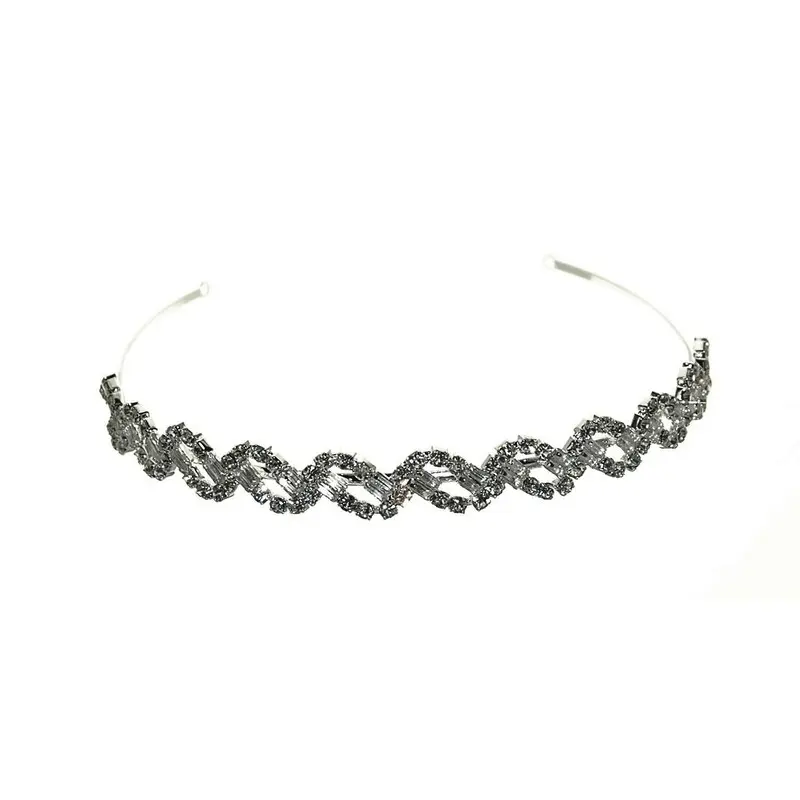 [HBJ3033] Tiara con forma ovalada y cristales en línea 