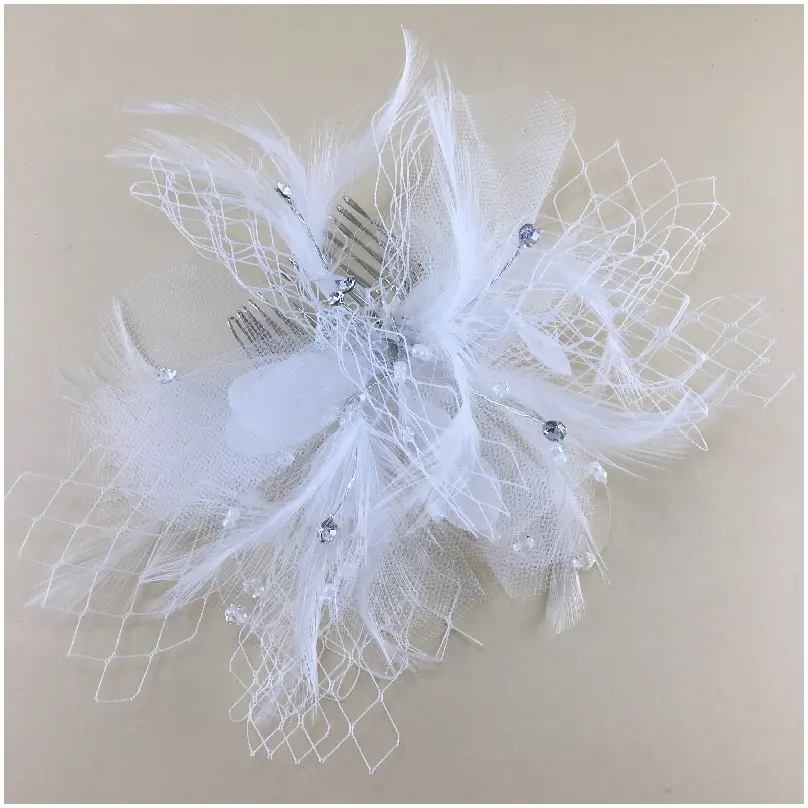 [FLH4016] Flor con ramas de cristal y detalles en pluma 