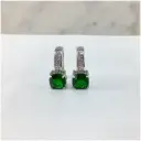 Aretes plata con zirconia color verde esmeralda