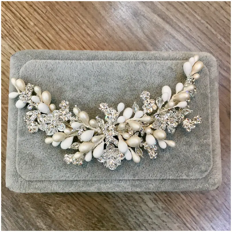 [HCH4096] Broche alargado de azahares con cristal