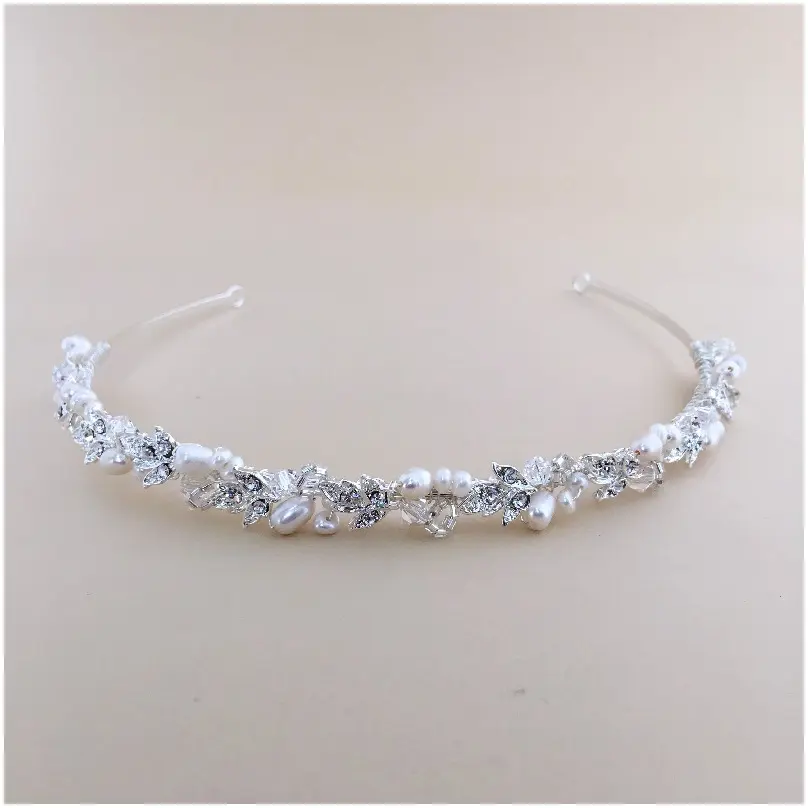 [HBH4012] Tiara / diadema de perla de río
