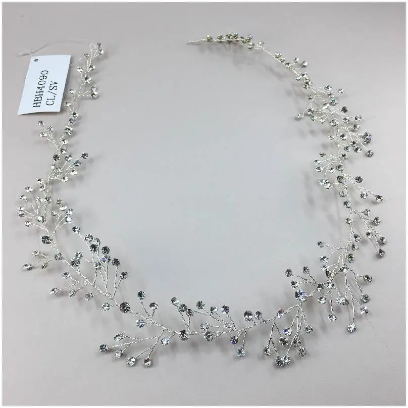 [HBH4090] Bandita flexible de cristales premium alargada en tono plateado