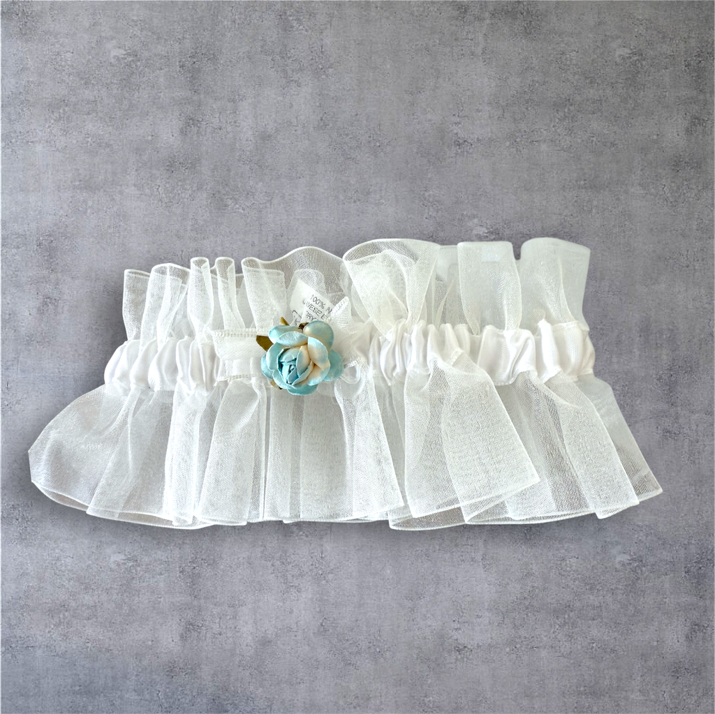 [LIGA-BLUEFLOR] Liga de novia - Something blue con flor