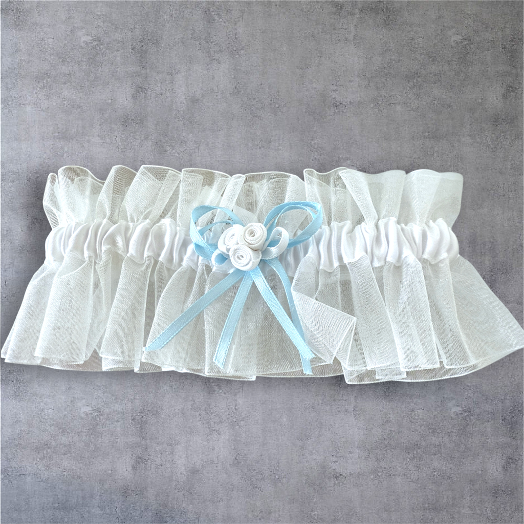 [LIGA-BLUE2] Liga de novia - Something blue Liston con flor