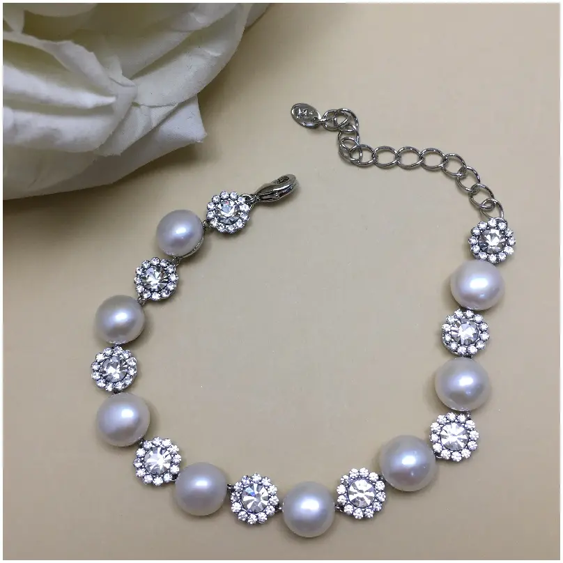 Pulsera zirconia con perlas