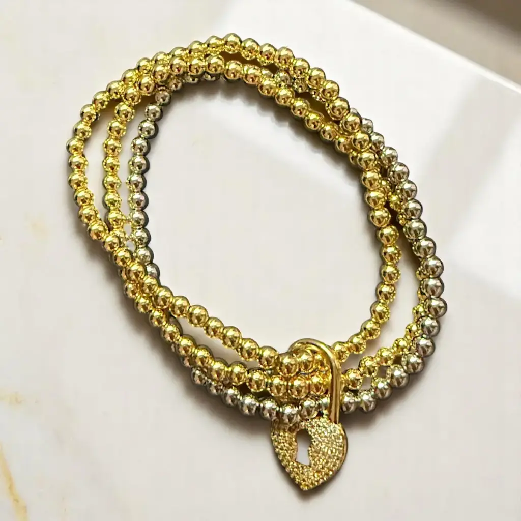 [PULSERA-ELASTICO-TRICOLOR-CORAZON] Pulsera tricolor