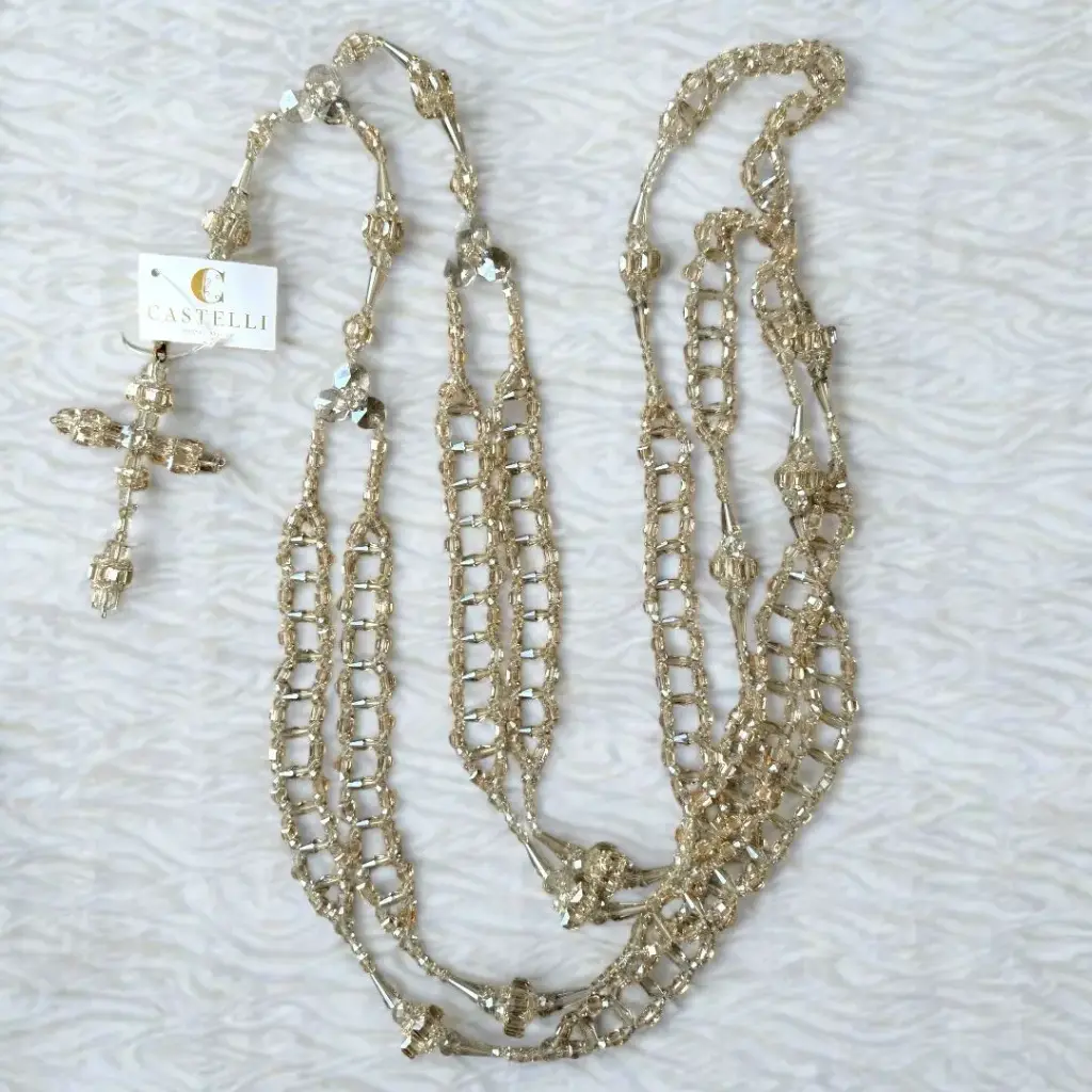 [LZN0151] Lazo de cristal color champagne tejido cielo