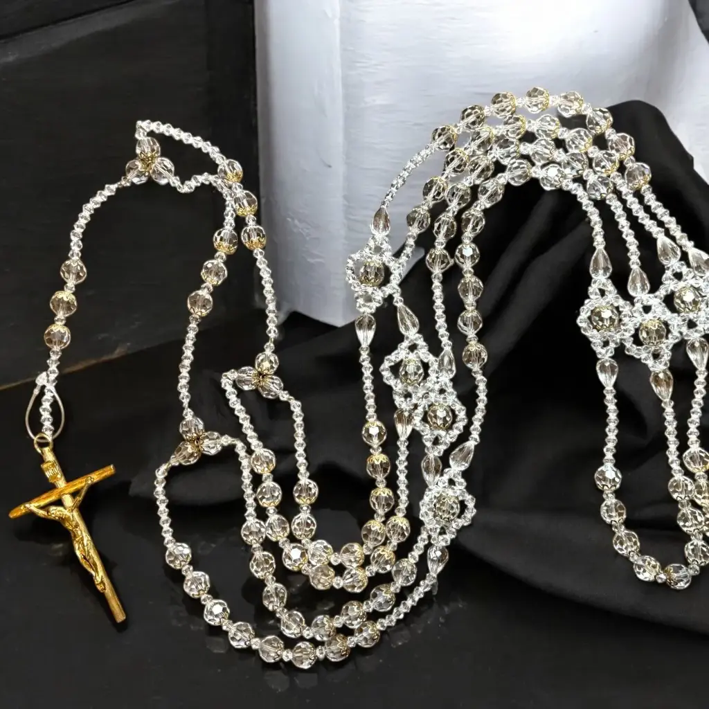 [LZN-DORADO1] Lazo dorado con cruz metálica