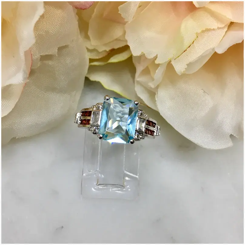Anillo zirconia bicolor