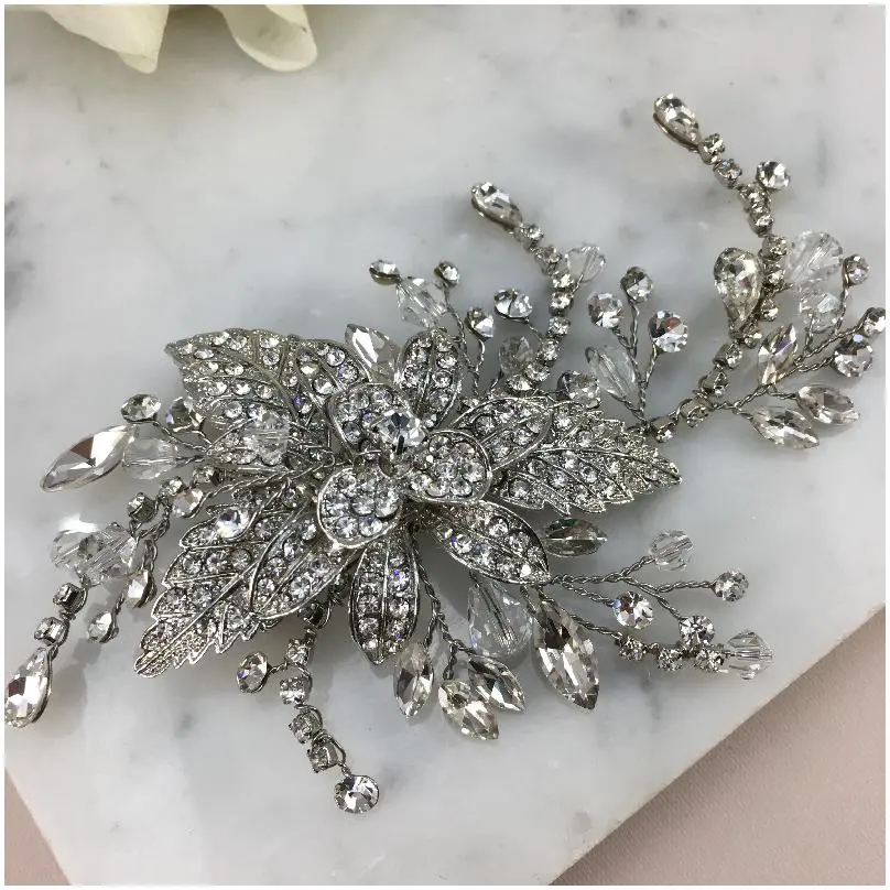 [HCH4055] Peineta de flor en plata obscura