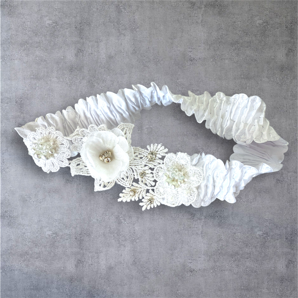 [LIGA-ENCAJEBlanco] Liga de novia | Encaje blanco | Flores
