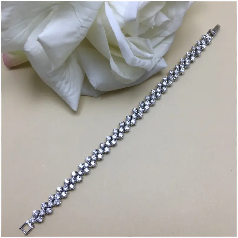 [BRZ1402] Pulsera zirconia tejida