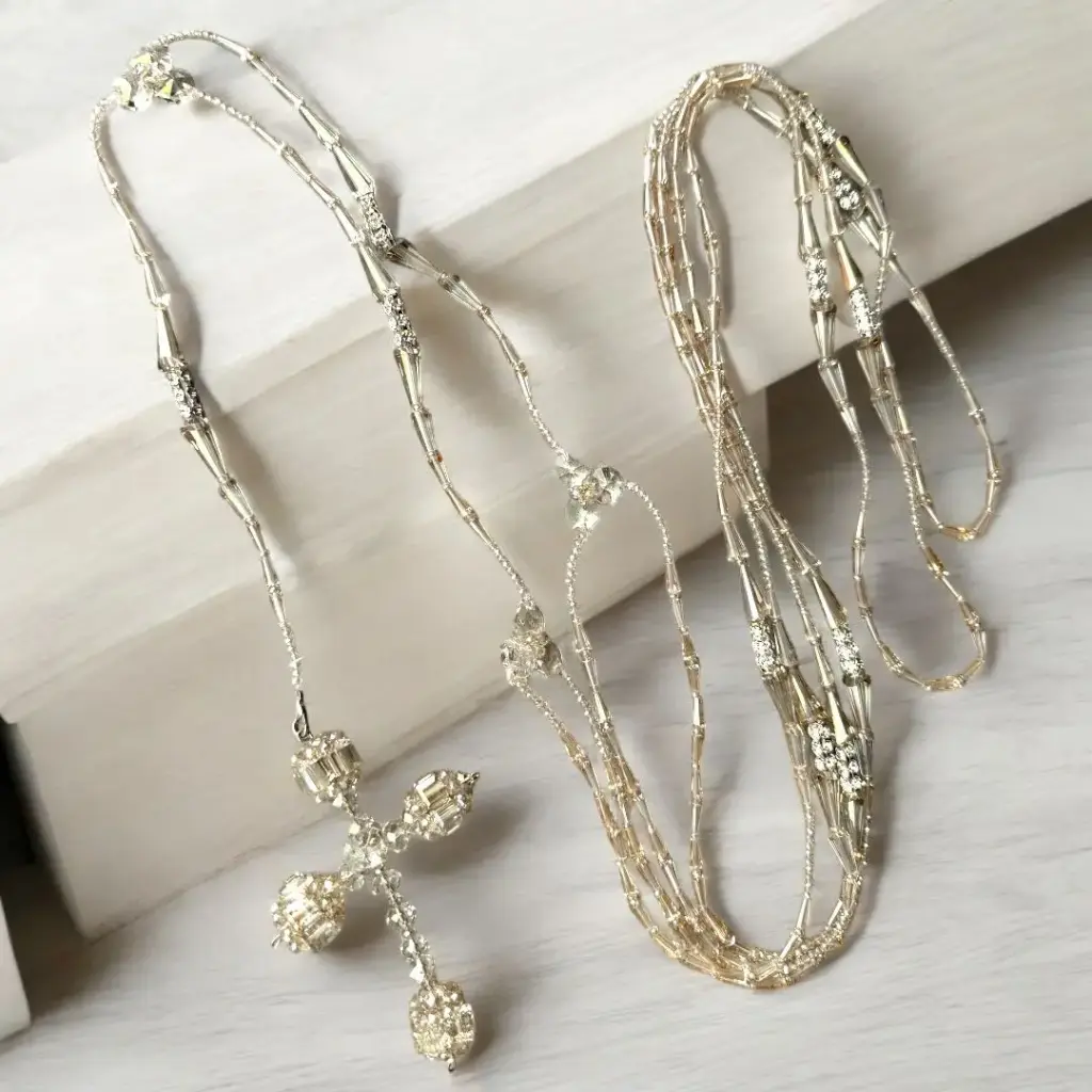 [LZN0138] Lazo de cristal color champagne delgado